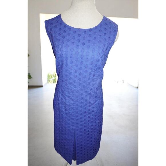 Diane Von Furstenberg Sleeveless Textured Sheath Dress – Purple Polka Dot 14 - Picture 3 of 10
